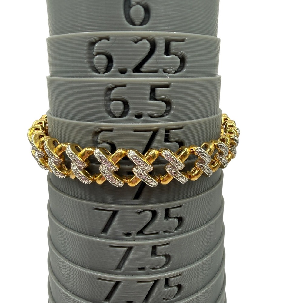 PAJ Gold Silver Tone Hugs and Kisses X O Link Bracelet Retro Glam